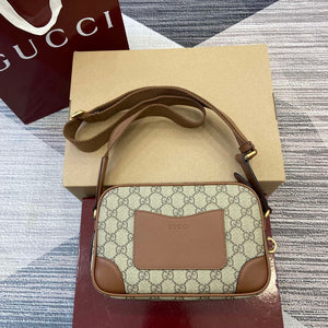 Gucci 821155 GG Emblem small crossbody bag Beige and dark brown - Default Title - View 12