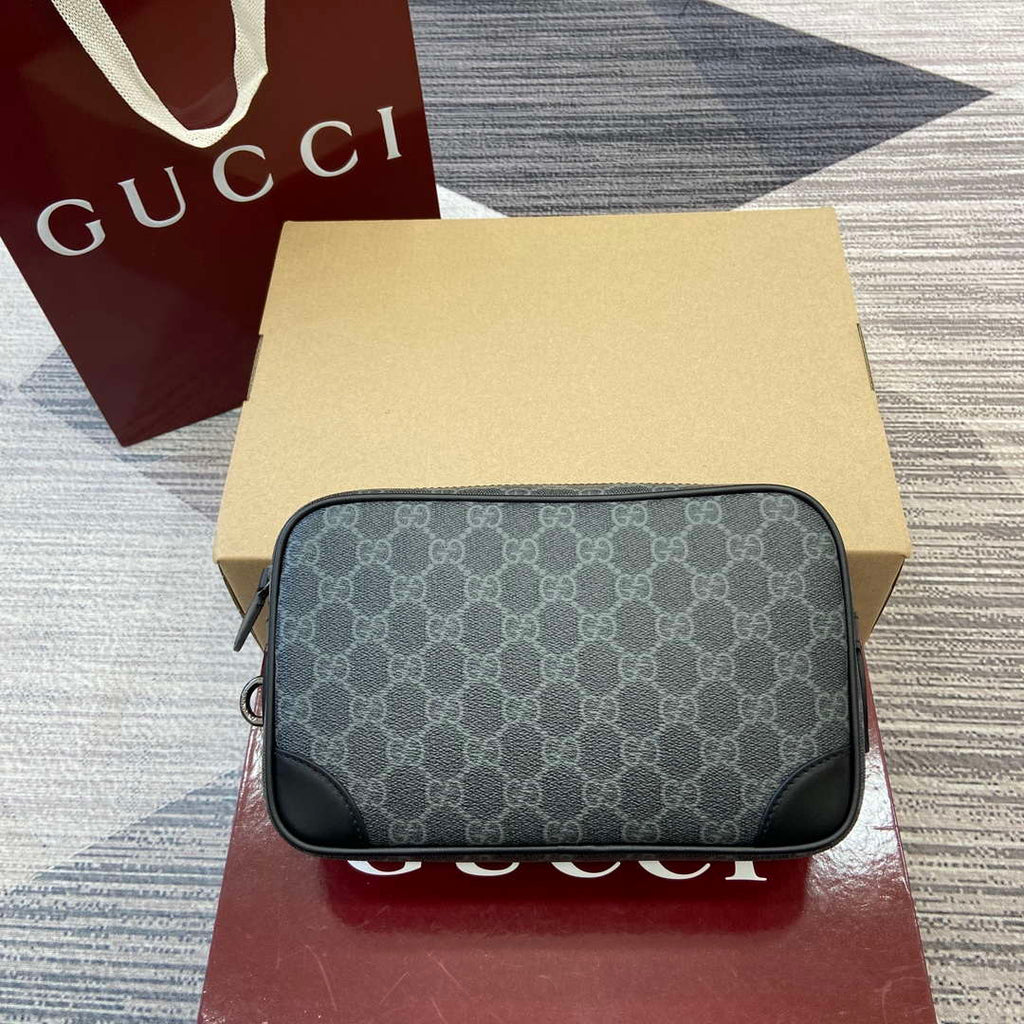 Gucci 821164 GG Emblem small toiletry case Black