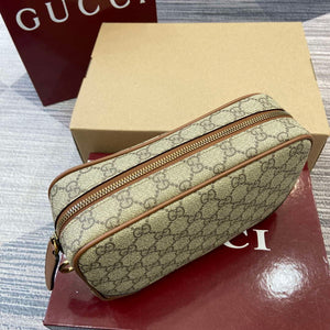 Gucci 821164 GG Emblem small toiletry case Beige and dark brown - Default Title - View 4