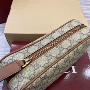 Gucci 821164 GG Emblem small toiletry case Beige and dark brown - Default Title - View 5
