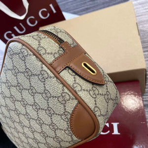Gucci 821164 GG Emblem small toiletry case Beige and dark brown - Default Title - View 8