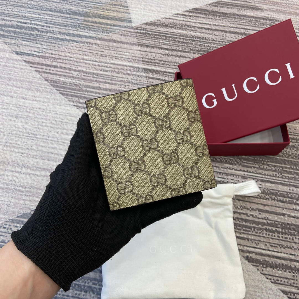 Gucci 821206 GG Emblem bi-fold wallet Beige and dark brown