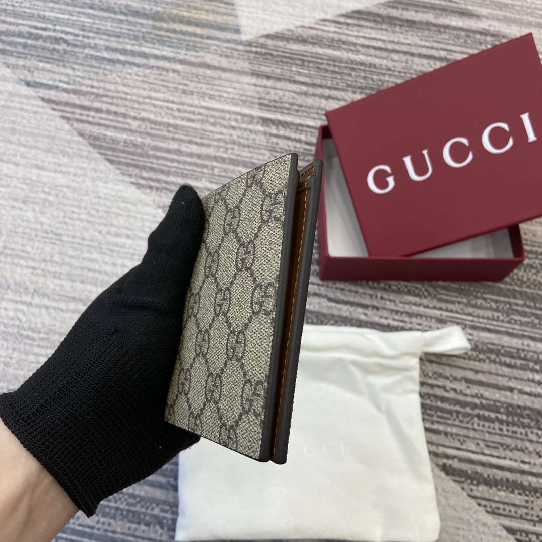 Gucci 821206 GG Emblem bi-fold wallet Beige and dark brown - Default Title - View 4
