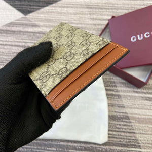 Gucci 821208 GG Emblem card case Beige and dark brown - Default Title - View 4