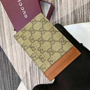 Gucci 821208 GG Emblem card case Beige and dark brown - Default Title - View 7