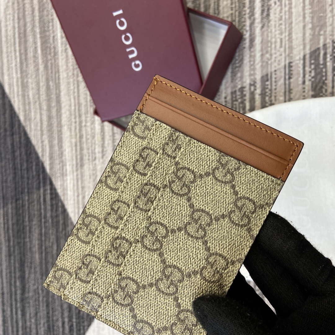 Gucci 821208 GG Emblem card case Beige and dark brown - Default Title - View 8