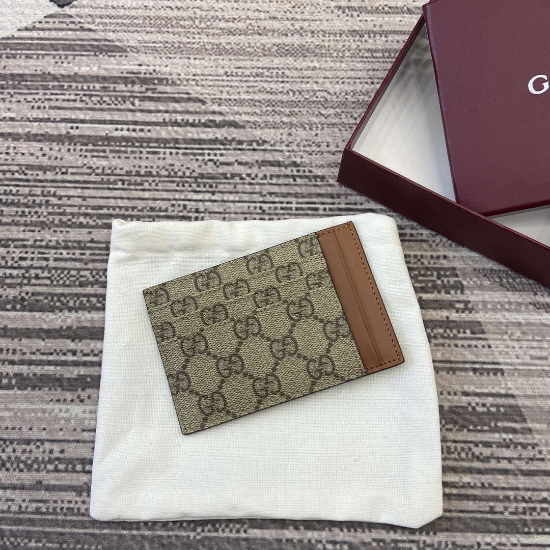 Gucci 821208 GG Emblem card case Beige and dark brown - Default Title - View 10