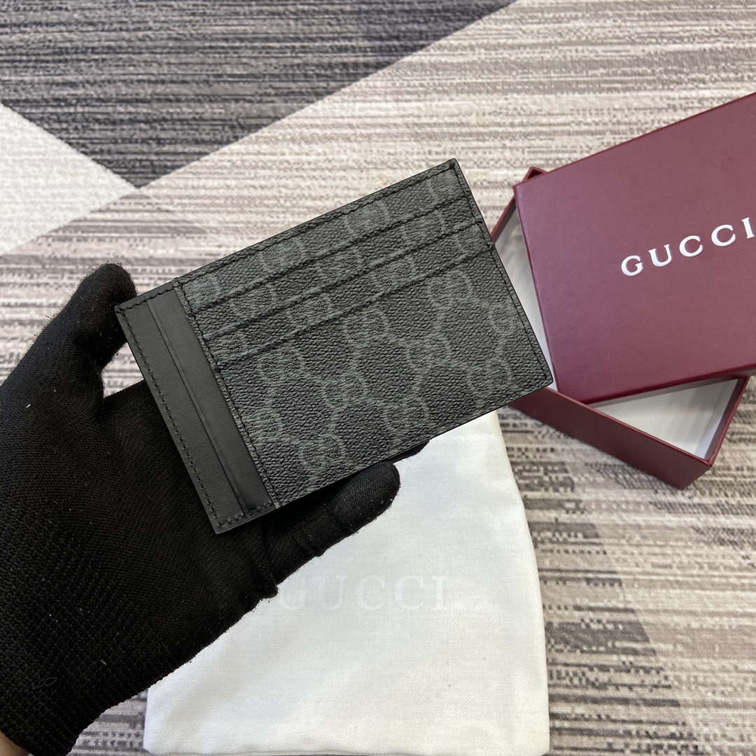 Gucci 821208 GG Emblem card case Black - Default Title - View 1