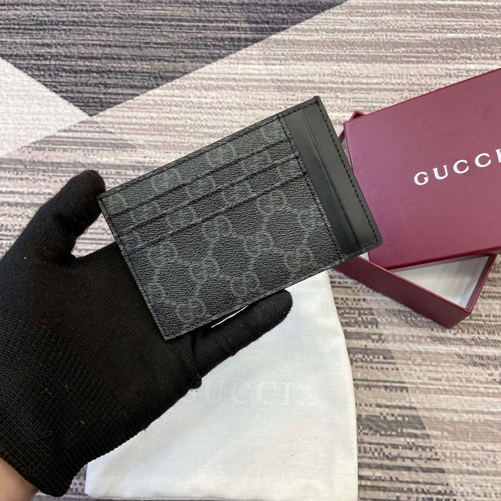 Gucci 821208 GG Emblem card case Black
