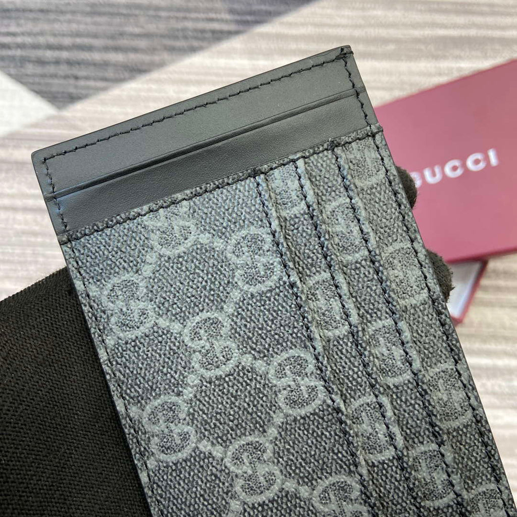 Gucci 821208 GG Emblem card case Black