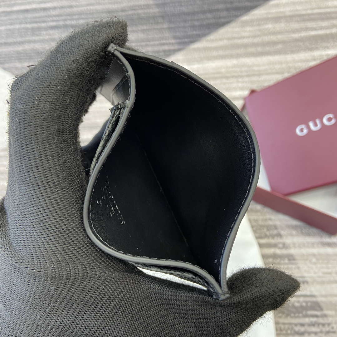 Gucci 821208 GG Emblem card case Black