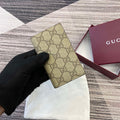 Gucci 821209 GG Emblem bi-fold card case Beige and dark brown