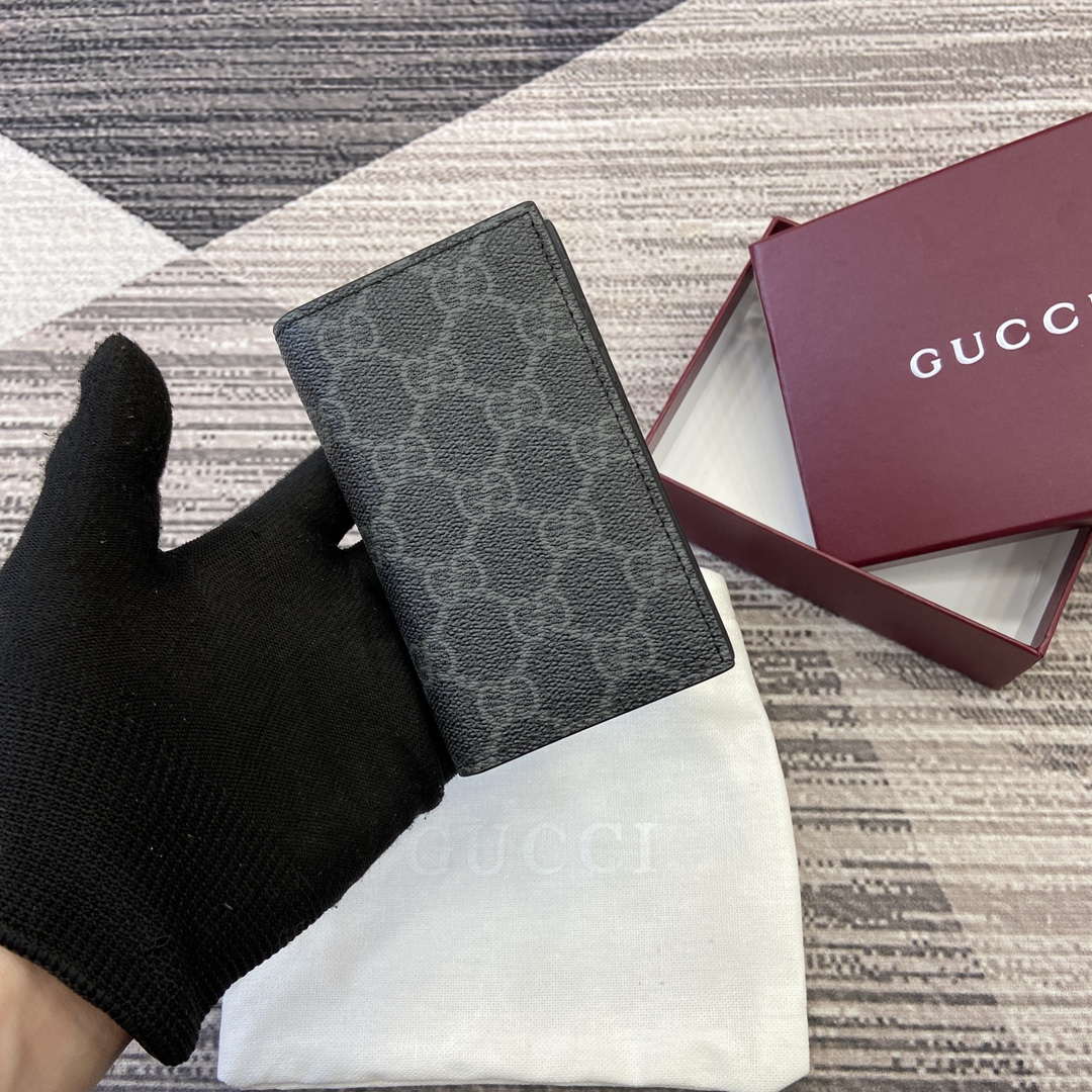 Gucci 821209 GG Emblem bi-fold card case Black - Default Title - View 1