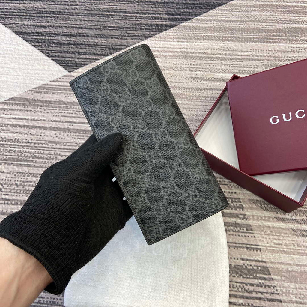 Gucci 821213 GG Emblem Black mini wallet