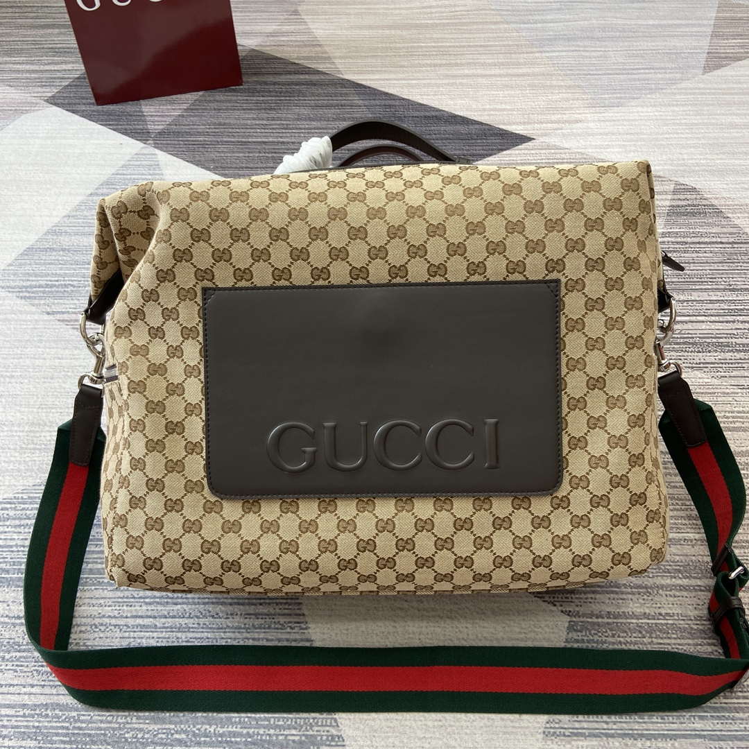 Gucci 821668 GG Canvas Medium Duffle Bag Brown