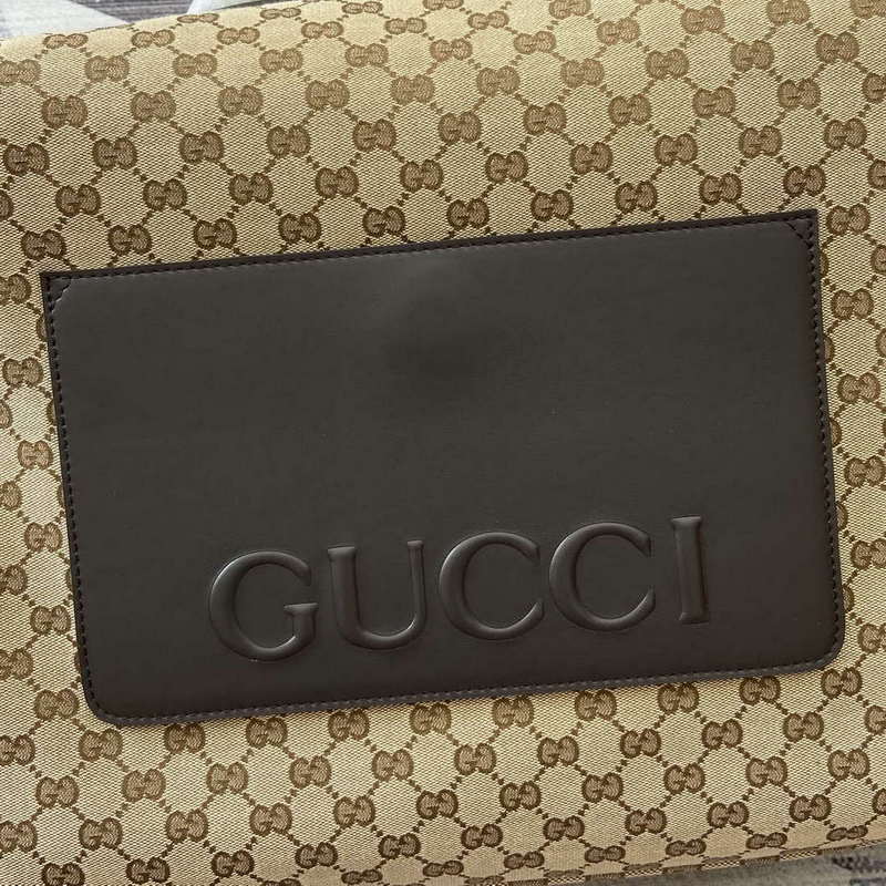 Gucci 821668 GG Canvas Medium Duffle Bag Brown