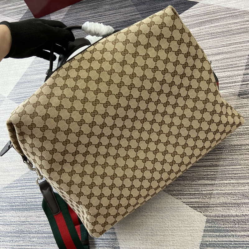 Gucci 821668 GG Canvas Medium Duffle Bag Brown
