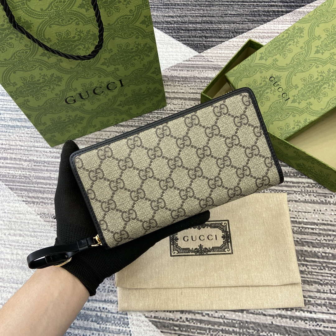 Gucci 821803 GG Emblem Beige and Black mini wallet - Default Title - View 1