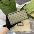 Gucci 821803 GG Emblem Beige and Black mini wallet