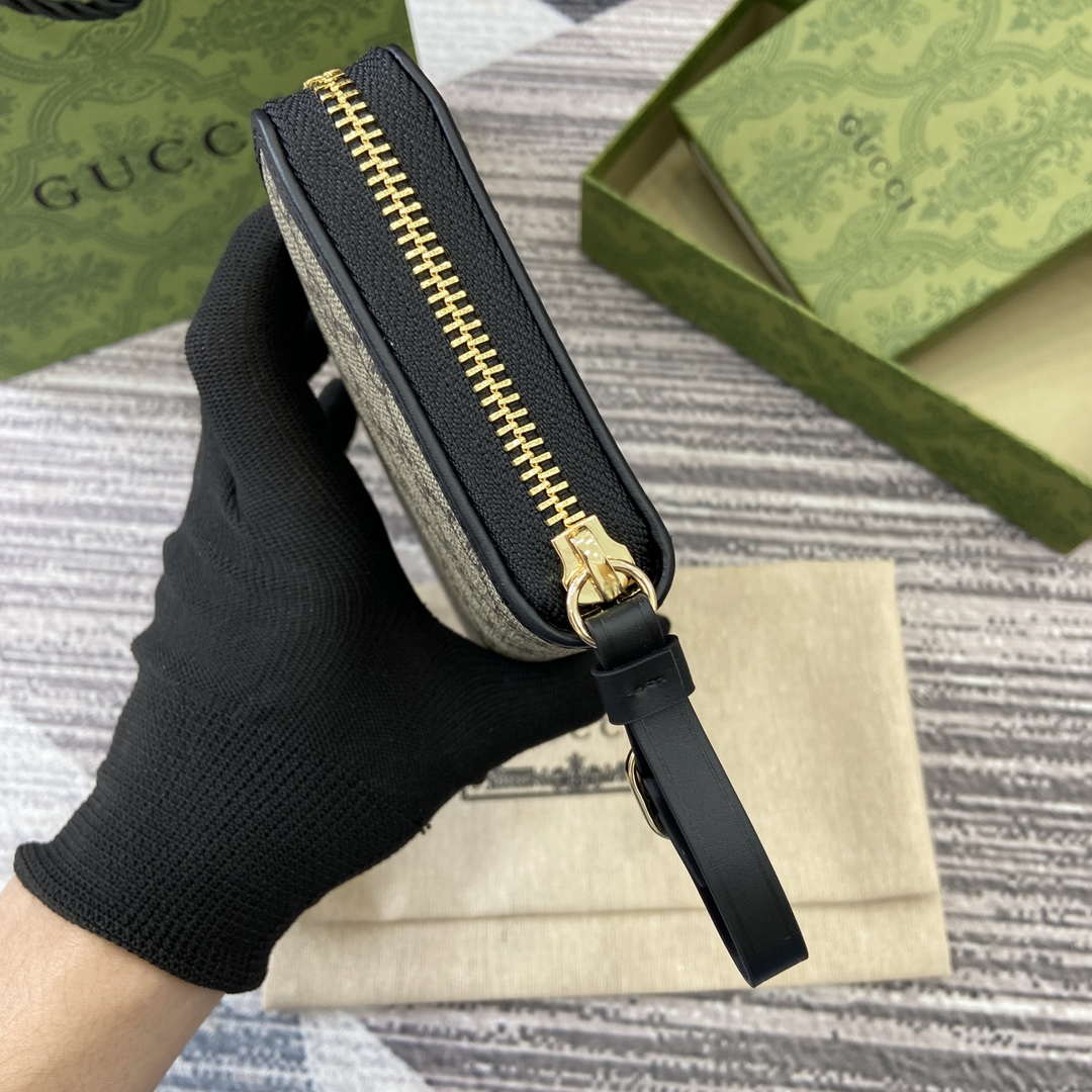 Gucci 821803 GG Emblem Beige and Black mini wallet - Default Title - View 3