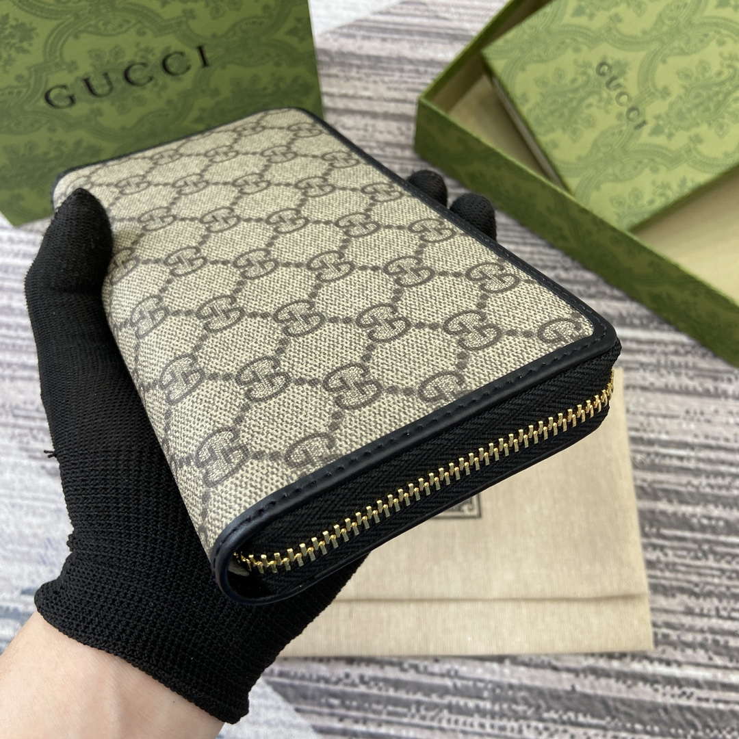 Gucci 821803 GG Emblem Beige and Black mini wallet - Default Title - View 5