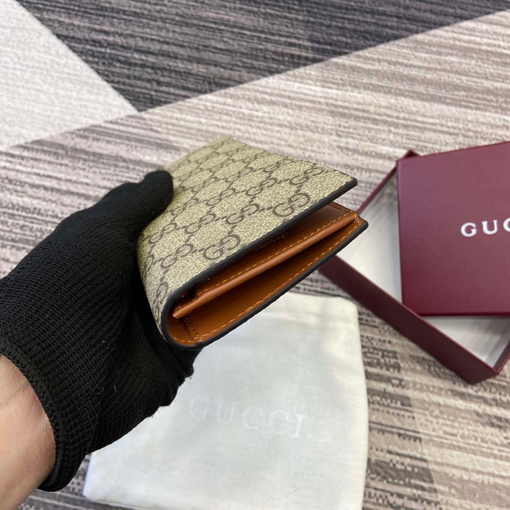 Gucci 821213 GG Emblem Beige and Brown mini wallet