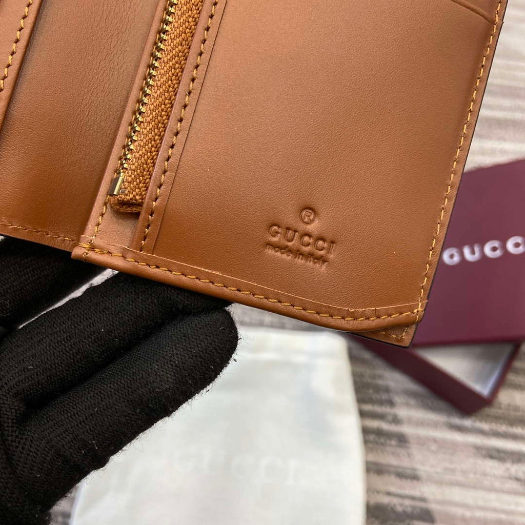 Gucci 821213 GG Emblem Beige and Brown mini wallet