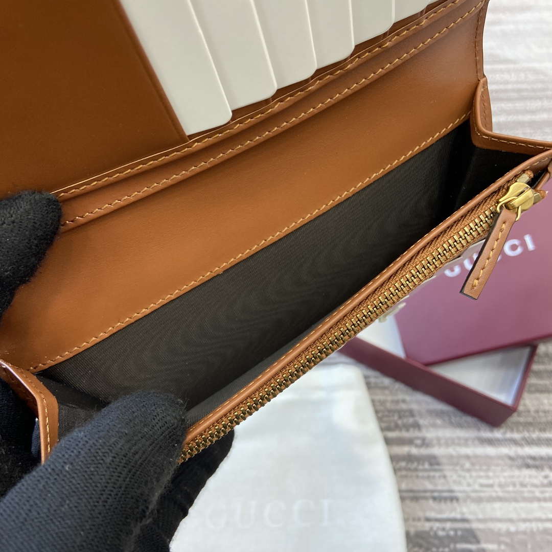 Gucci 821213 GG Emblem Beige and Brown mini wallet