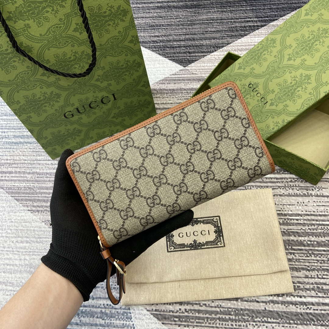 Gucci 821803 GG Emblem Beige and dark brown mini wallet - Default Title - View 1