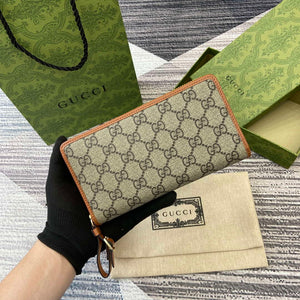 Gucci 821803 GG Emblem Beige and dark brown mini wallet - Default Title - View 1