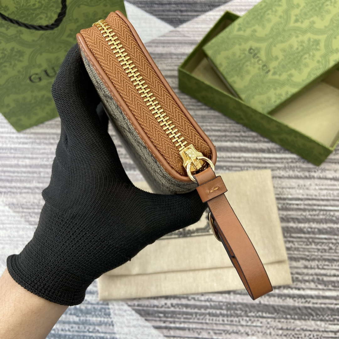 Gucci 821803 GG Emblem Beige and dark brown mini wallet - Default Title - View 3