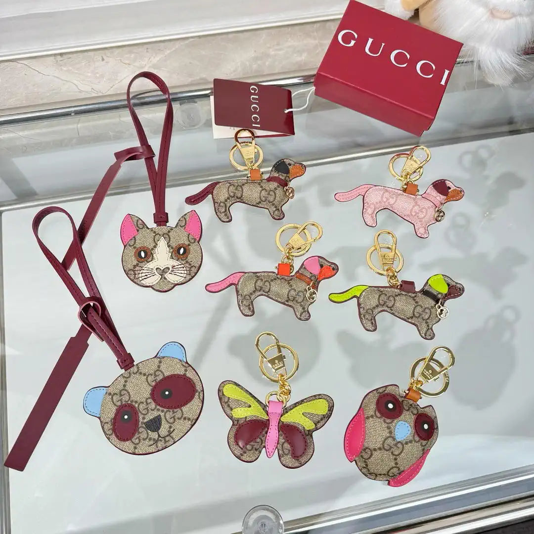 Gucci 821812 GG Marmont Keychain Dog-shaped bag charm