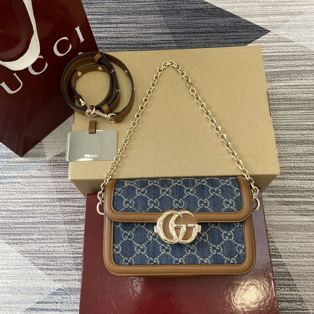 Gucci 826761 Gucci Go Small Shoulder Bag Blue Jeans - Default Title - View 1