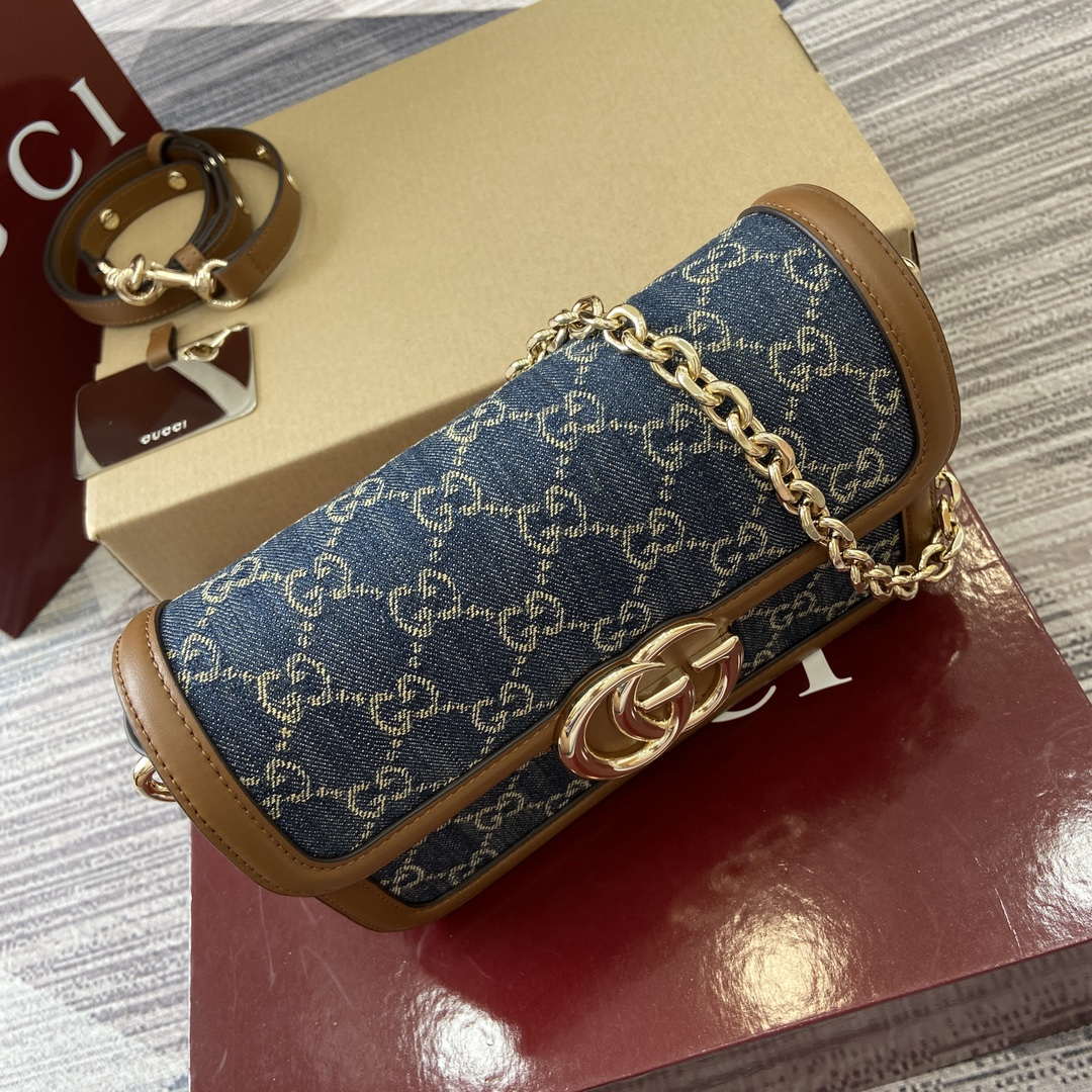 Gucci 826761 Gucci Go Small Shoulder Bag Blue Jeans - Default Title - View 4