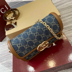 Gucci 826761 Gucci Go Small Shoulder Bag Blue Jeans - Default Title - View 4
