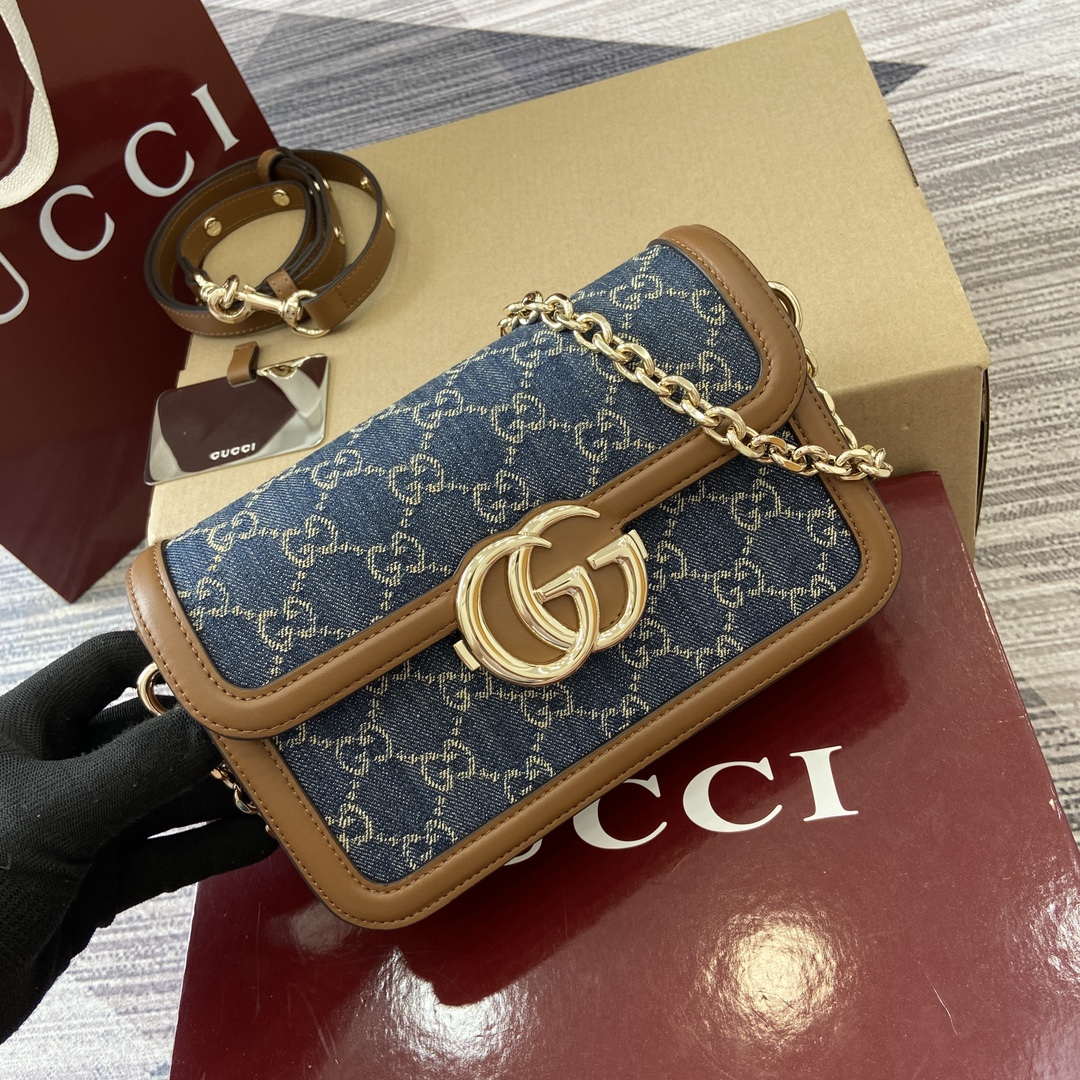 Gucci 826761 Gucci Go Small Shoulder Bag Blue Jeans - Default Title - View 5