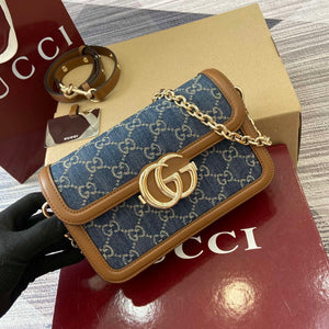 Gucci 826761 Gucci Go Small Shoulder Bag Blue Jeans - Default Title - View 5