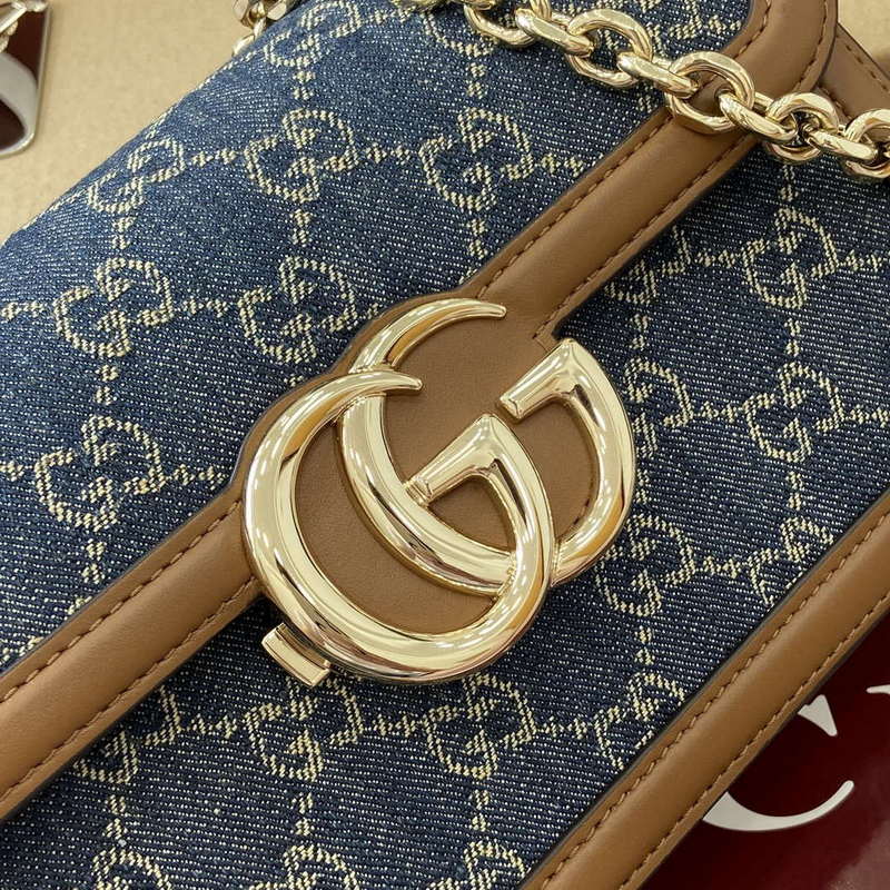 Gucci 826761 Gucci Go Small Shoulder Bag Blue Jeans