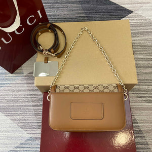 Gucci 826761 Gucci Go Small Shoulder Bag Brown Cloth - Default Title - View 2