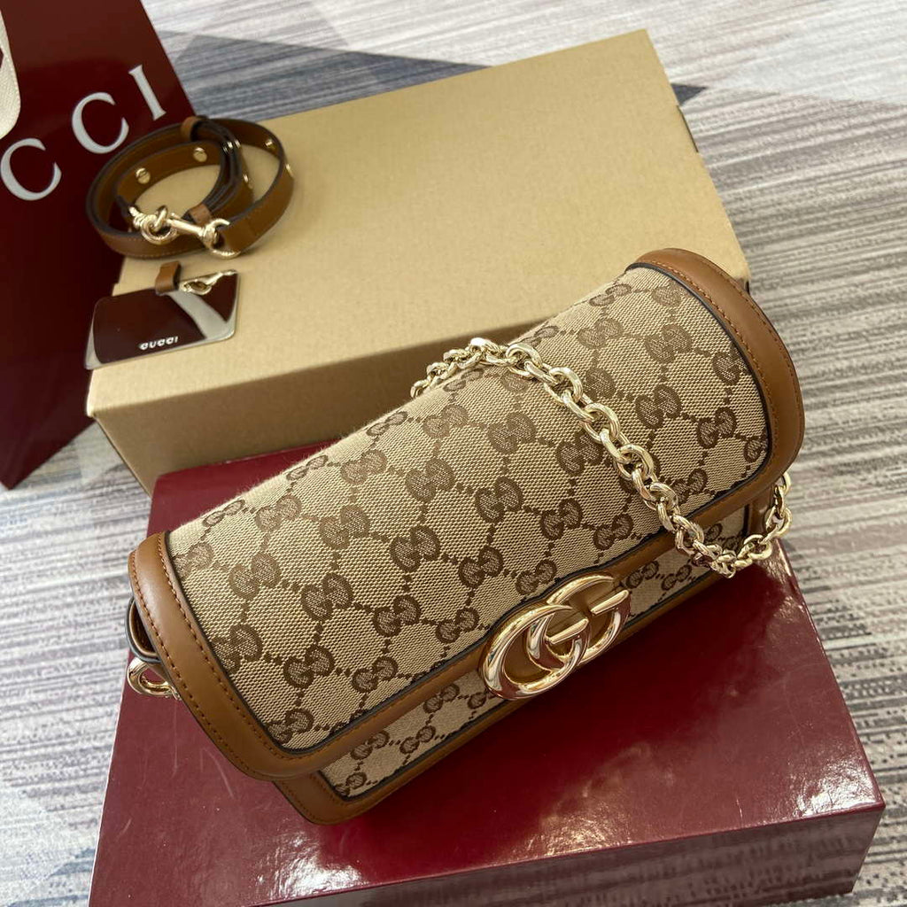 Gucci 826761 Gucci Go Small Shoulder Bag Brown Cloth