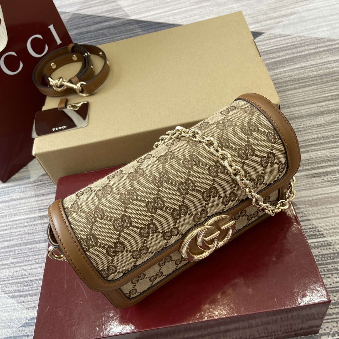 Gucci 826761 Gucci Go Small Shoulder Bag Brown Cloth