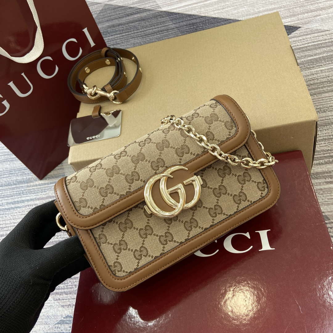 Gucci 826761 Gucci Go Small Shoulder Bag Brown Cloth - Default Title - View 5