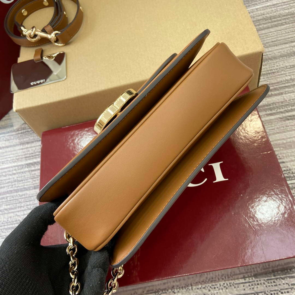 Gucci 826761 Gucci Go Small Shoulder Bag Brown Cloth