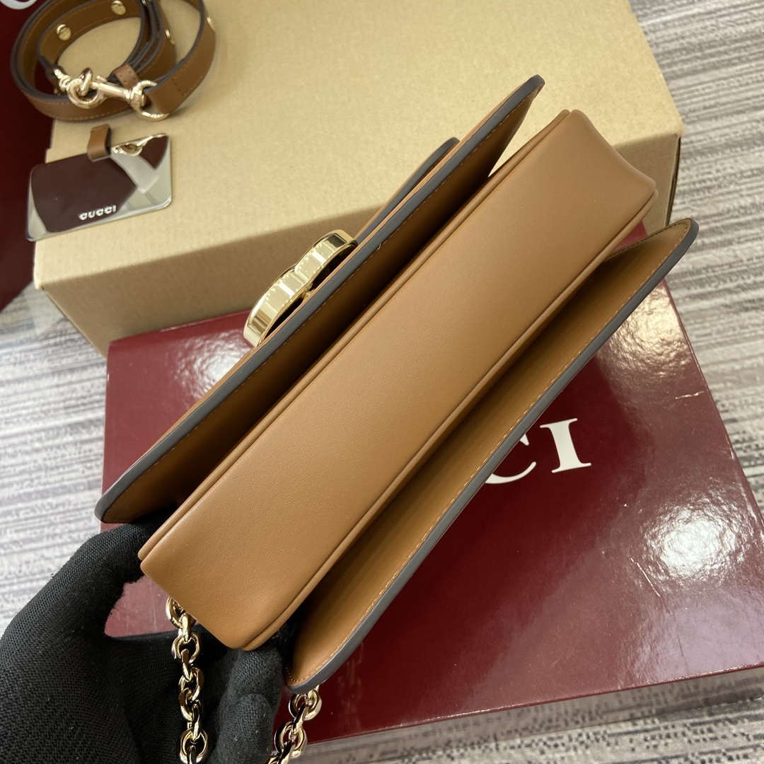 Gucci 826761 Gucci Go Small Shoulder Bag Brown Cloth