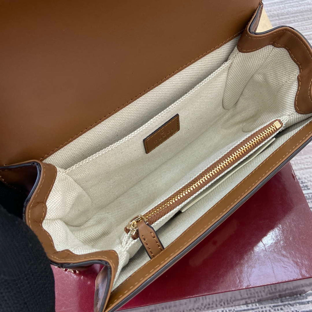 Gucci 826761 Gucci Go Small Shoulder Bag Brown Cloth