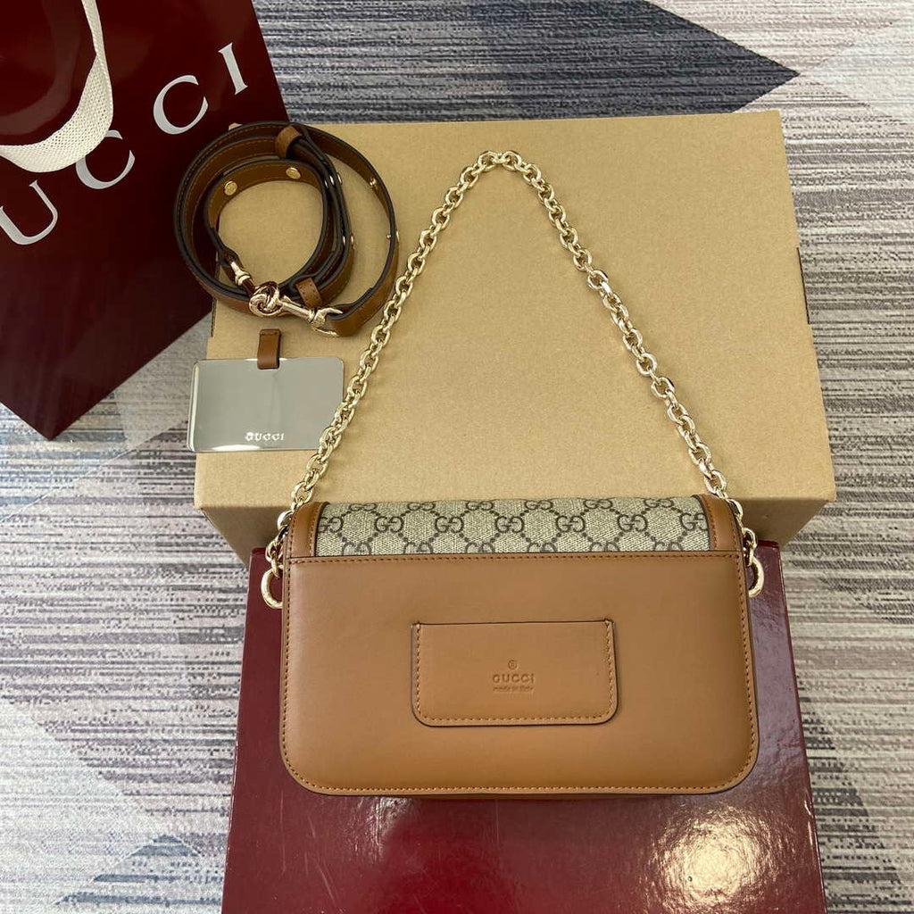Gucci 826761 Gucci Go Small Shoulder Bag Brown PVC