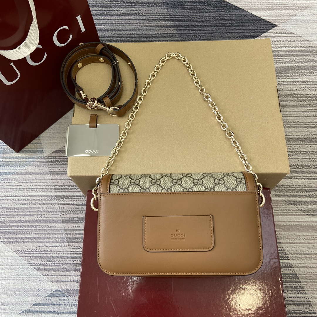 Gucci 826761 Gucci Go Small Shoulder Bag Brown PVC
