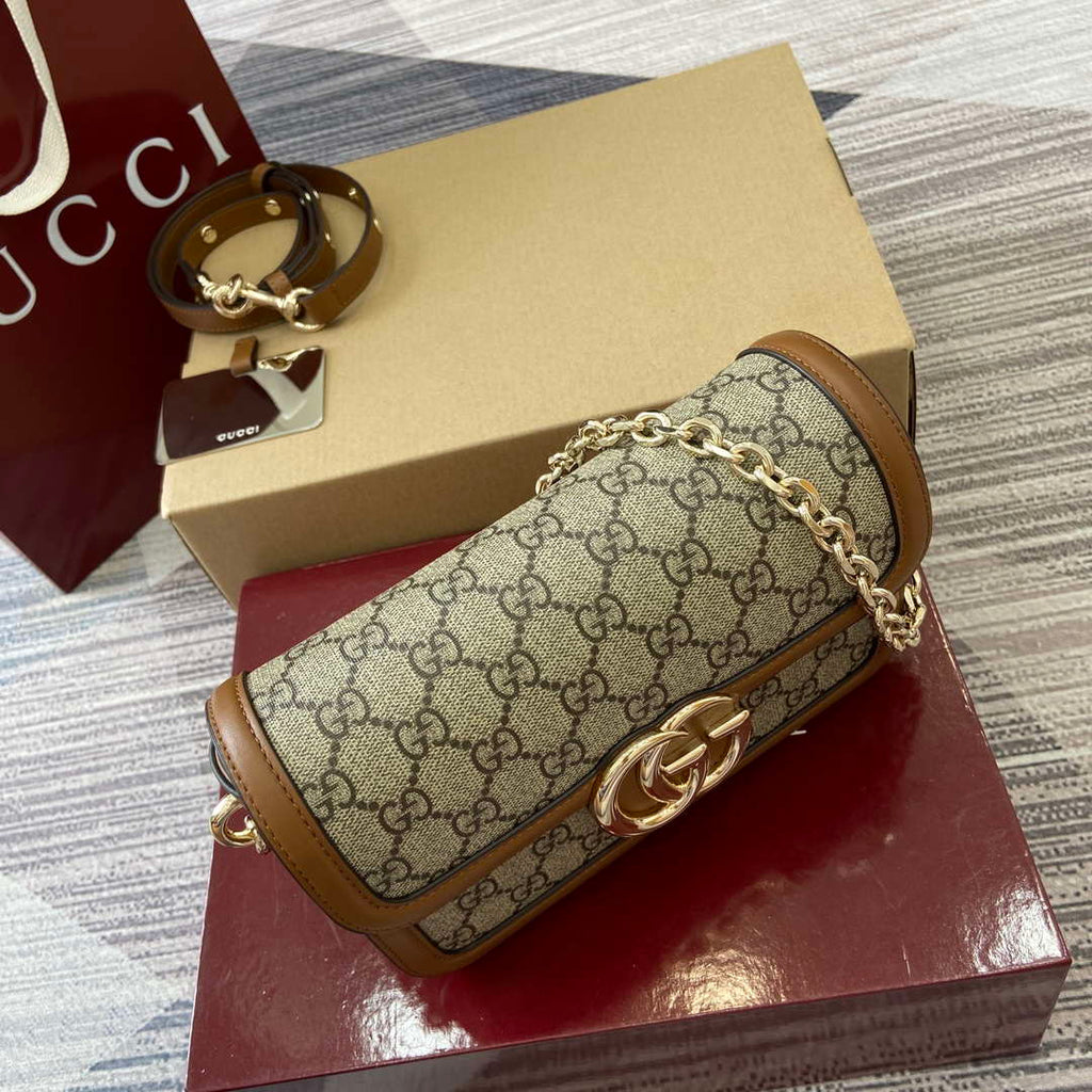 Gucci 826761 Gucci Go Small Shoulder Bag Brown PVC