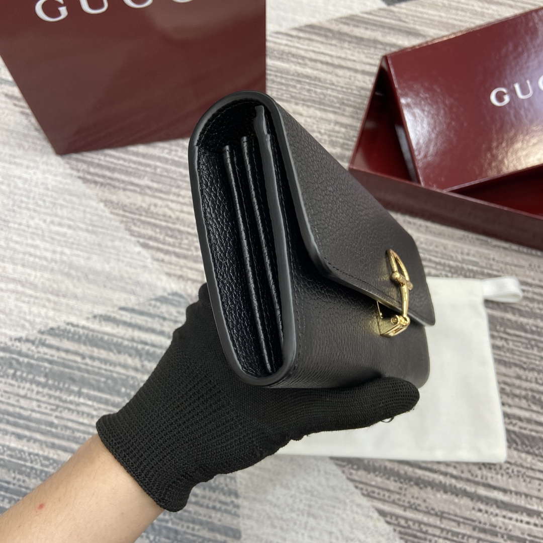 Gucci 828147 Gucci Softbit Continental Wallet Black - Default Title - View 3