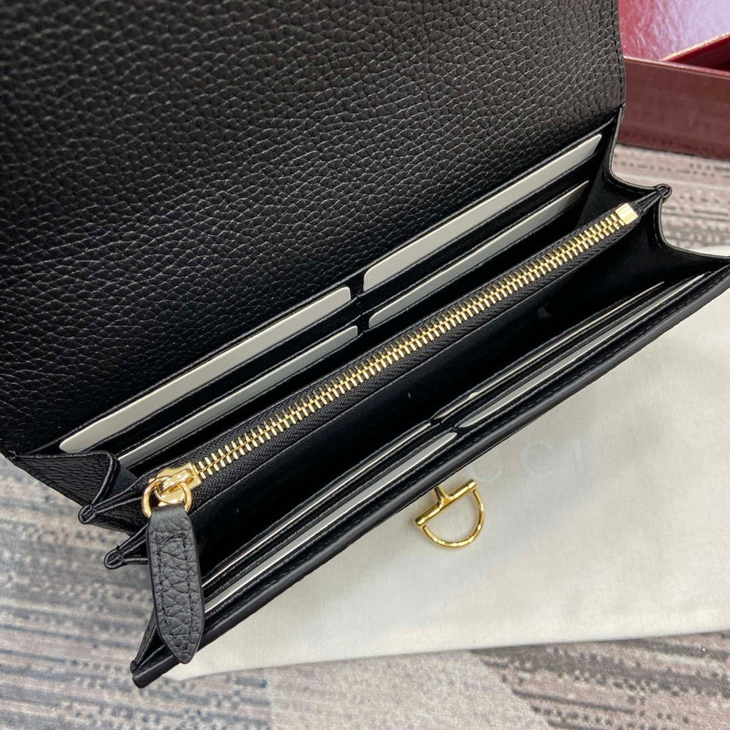 Gucci 828147 Gucci Softbit Continental Wallet Black